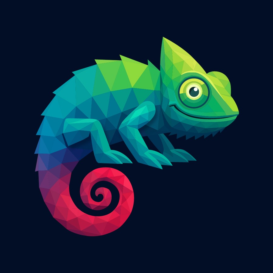 Colorful polygon chameleon artwork